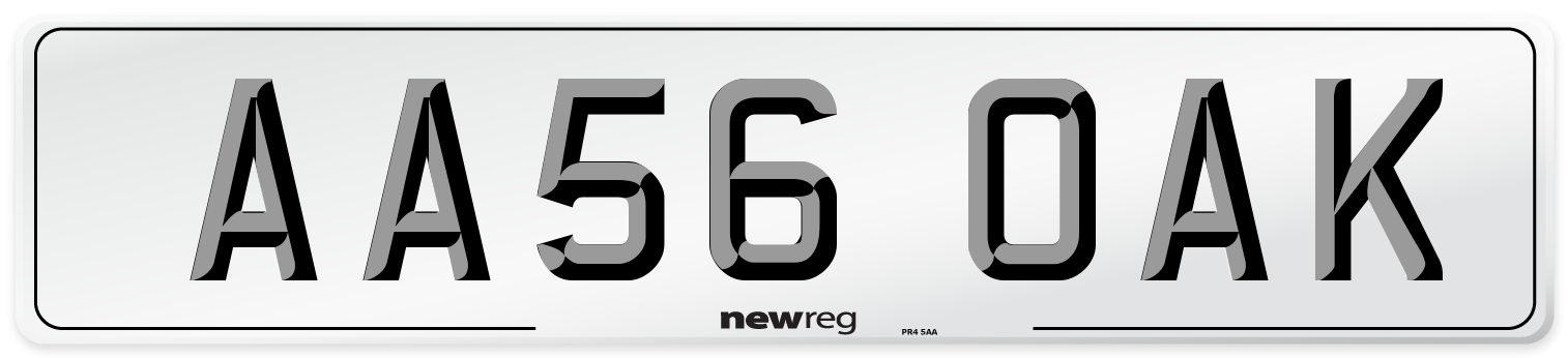 AA56 OAK Number Plate from New Reg